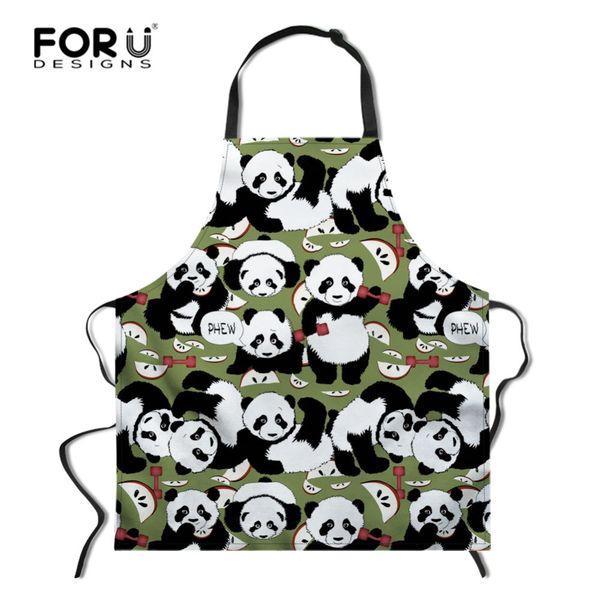 

forudesigns adjustable belt panda pattern chef aprons waiter kitchen cook apron bib dress for restaurant baking womens mens