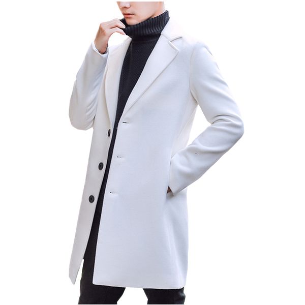 

autumn and winter 9 color choice men's long jackets large size s-5xl business casual pure color wool & blends coats men, Black