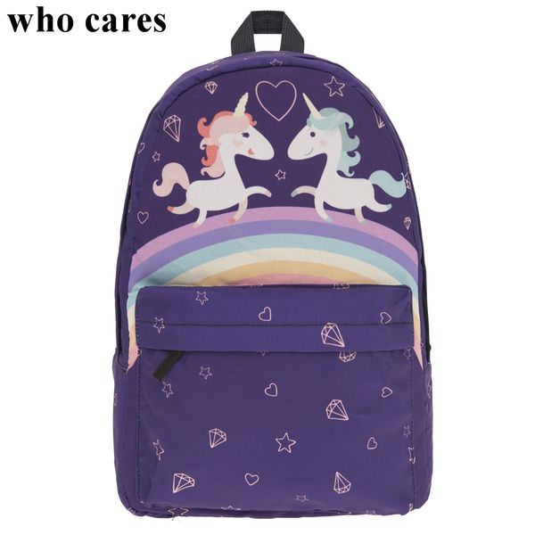 

purple lovers unicorn mochilas mujer 2018 who cares fashion backpack simple school bags for teenagers sac a dos canvas backpacks