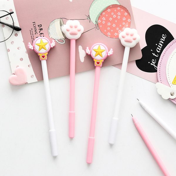 

2 pcs magic wand gel pen cat claw 0.5mm cute neutral pen black ink student stationery writing pens kawaii school supplies gifts