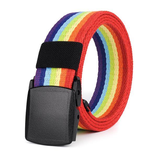 

rainbow canvas belt tactical outdoor sport belts hypoallergenic buckle belt male casual straps waistband, Black;brown