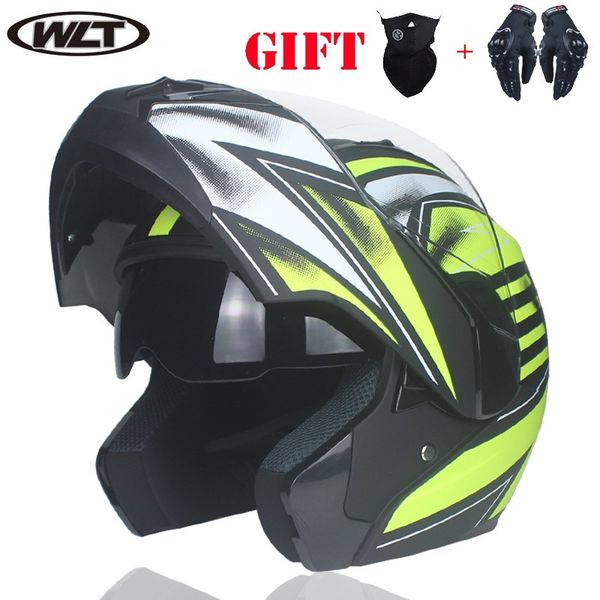 

wlt 168 motorcycle helmets double visors modular flip up helmet dot approved full face casque moto racing motocross helmet