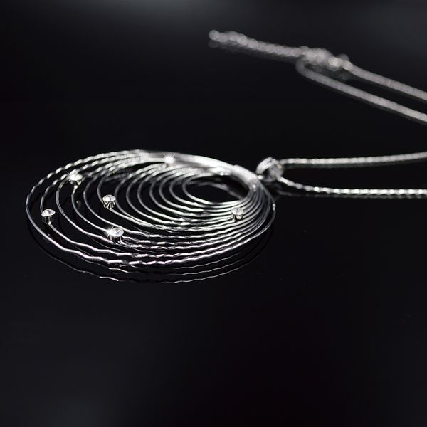 

whole salesunny jewelry pendant necklace women cubic zirconia slide round fashion trendy for party wedding daily wear gift, Silver