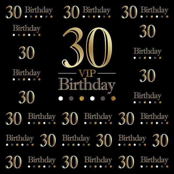 Feliz 30th Birthday Birthday Booth Backdrop Preto Impresso Textos Personalizados Festa Tomada Personalizado Vinil Fotografia Fundo