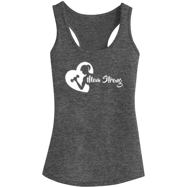 

barbell mom strong workout girl in heart fitness racerback casual tank womens shirts, White
