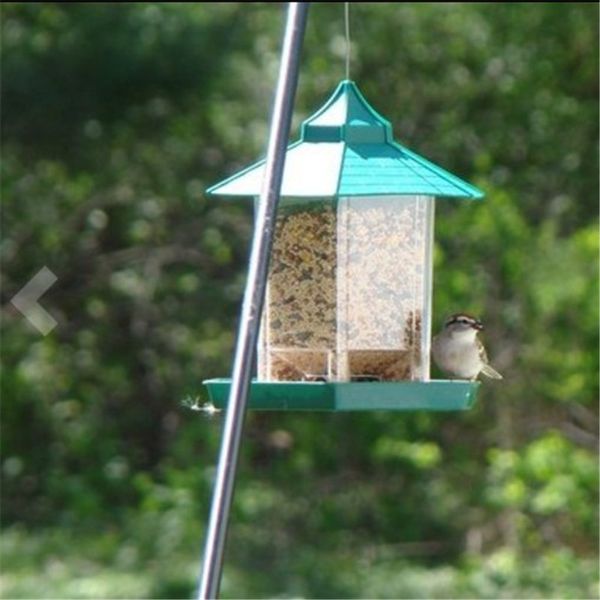 2020 Novelty Plastic Hanging Bird Feeders Green Hexagon Pavilion