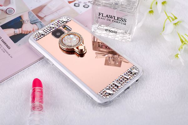 

for luxury case iphone luxury mirror case cover with crystal finger ring holder tpu diamonds phone cases