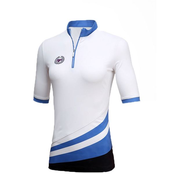

new arrival female sports polo shirts women golf training shirts zipper short sleeve quick dry outdoor tennis tee aa60463, Black;blue