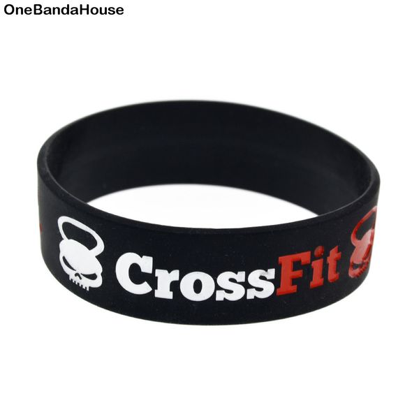 Onebandahouse 1 pc 3/4 polegada pulseira de esporte largo crossfit sem dor sem ganho motivacional slogan silicone pulseira