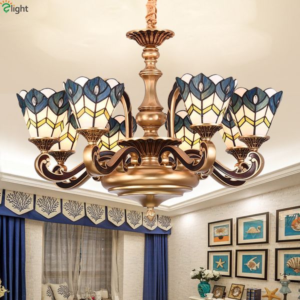 Europe Zinc Alloy Led Chandeliers Lighting Colorful Glass Living