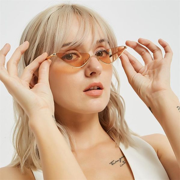 

cute retro sunglasses women famous brand small 2018 vintage small cateye sun glasses shades female yellow red eyewear oculos, White;black