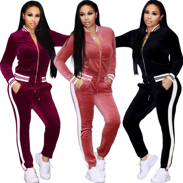 Grosshandel Damen Fruhling Herbst Casual Samt Zweiteilige Outfits