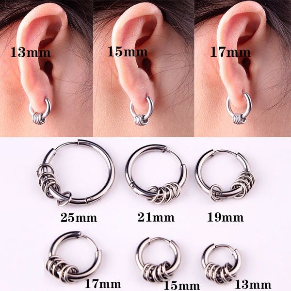 

yixi vintage small hoop earrings for women men stainless steel earrings pendant circle ring earring piercing punk silver jewelry, Golden;silver
