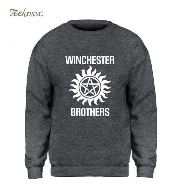 

supernatural hoodie men winchester brother sweatshirt sweatshirts 2018 winter autumn fleece warm, Black