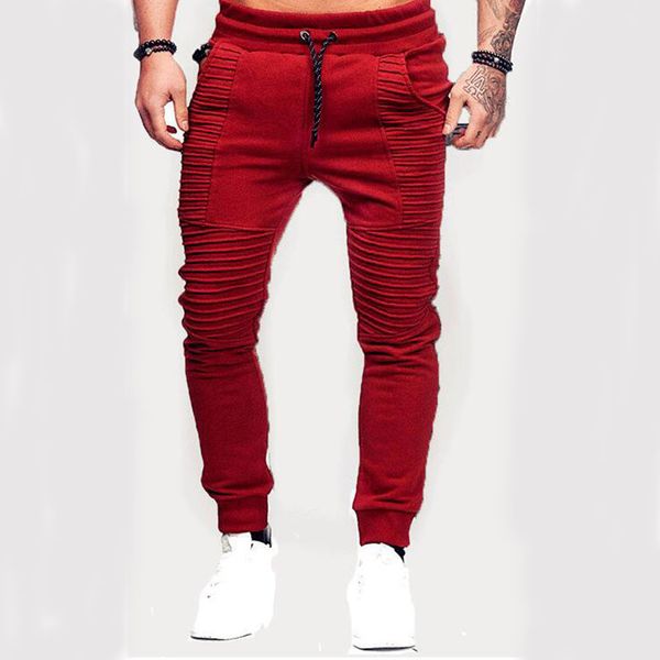 

sport autumn winter pencil pants hip hop long pants pleaed sweatpants drawstring gyms clothing casual trousers, Black
