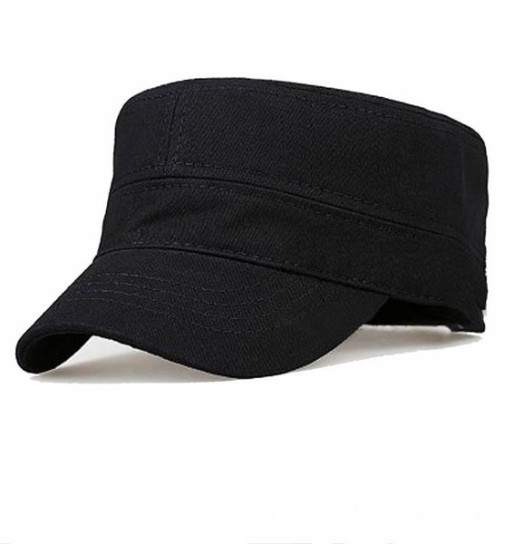 

men's flat simple pure army cap classic outdoor flat hat men and women black wide brim cotton hat, Blue;gray