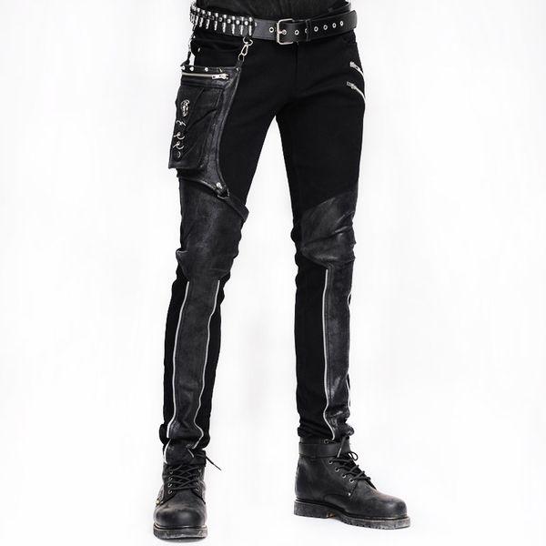 

steampunk winter men long jean pants gothic high waist mens pants trousers black brown tights slimming streetwear for male