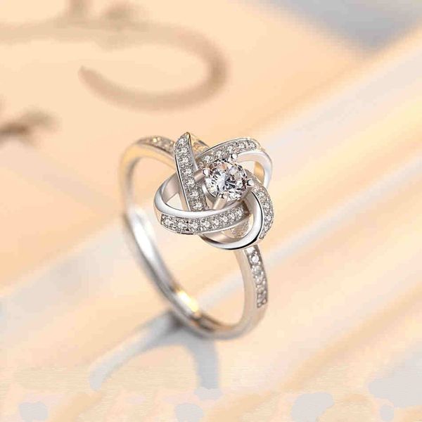 

bridal jewelry for women - crystal cubic zirconia love knot wedding promise rings elegant cz jewelry set for wedding bride bridesmaids, Golden;silver