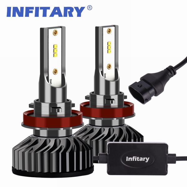 

infitary led headlight bulbs h11 conversion kits single beam auto headlamp car headlight 72w 6500k 8000lm super bright white zes chips