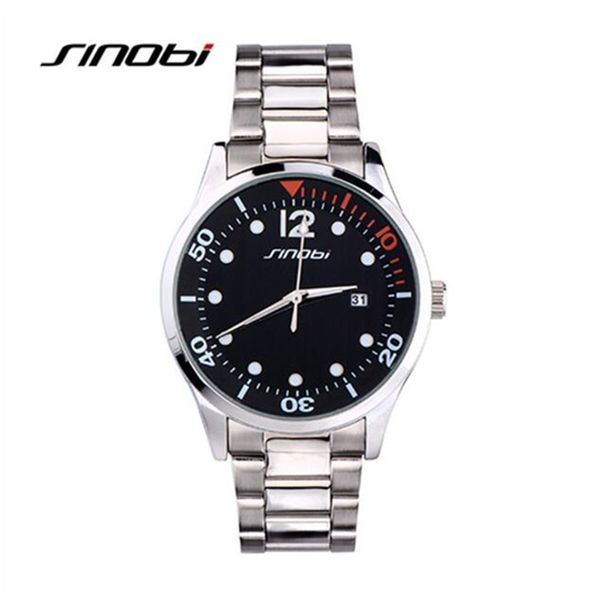 

sinobi watch men watch luxury full steel wrist watches dive fashion auto date men's clock relogio masculino reloj hombre, Slivery;brown