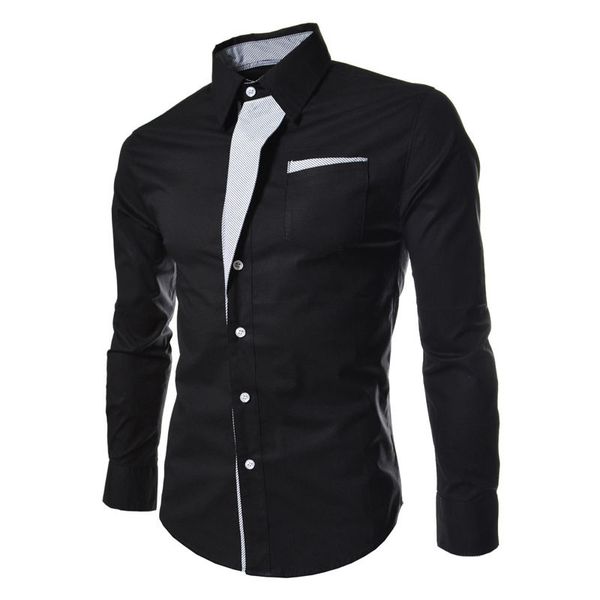 

2017 shirt men formal dress shirts 100% cotton long sleeve slim business turn down collar casual fashion solid male autumn, White;black