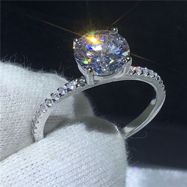 

solitaire finger ring 100% soild 925 sterling silver promise 5a zircon cz cross engagement wedding band rings for women gift, Slivery;golden