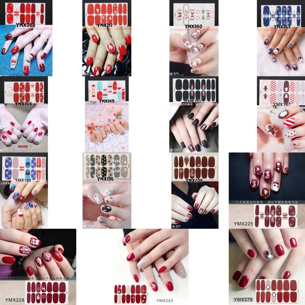 

nail art full-cover sticker sheet 14tips sticker polish christmas series snowflake, Black