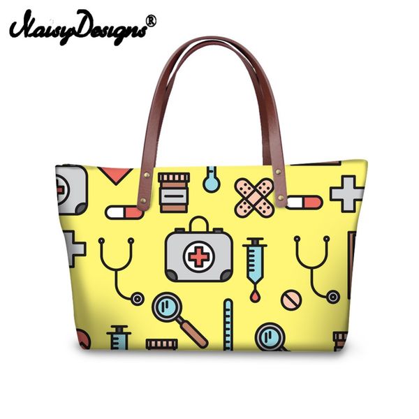 

noisydesigns women tote bags nurse pattern large handbags for female luxury shopping bag youth girls casual bolsa drop shipping