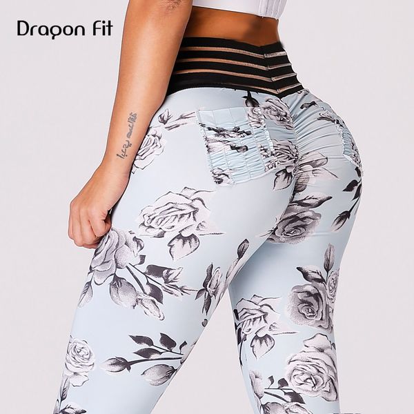 

dragon fit printing bottom yoga leggings licated gym leggings women pocket fitness women sportswear breathable female, White;red