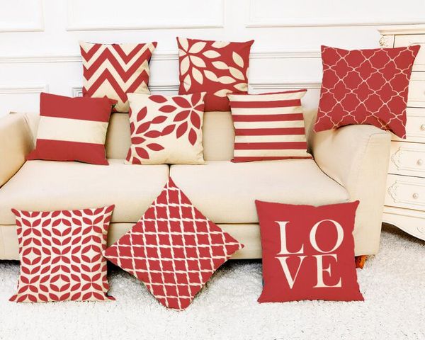 Red Love Designs Bed Pillow Cover Home Decoration Cushion Cover