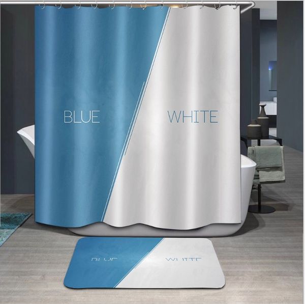 

синий белый узор 3d печати пользовательские водонепроницаемый ванная комната современный занавески для душа полиэстер ткань ванной занавес д