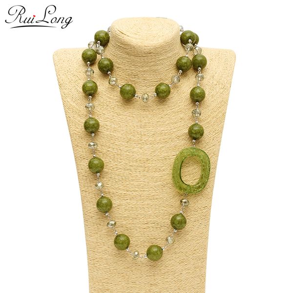 

whole sale2017 new fashion latest round multicolor acrylic crystal glass beads women statement long chain sweater necklace handmade bijoux, Silver