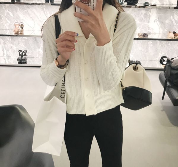 

gruiiceen casaul short cardigan ladies 2018 spring fashion knit sweater women loose coat jacket winter clothing gy2018194, White;black