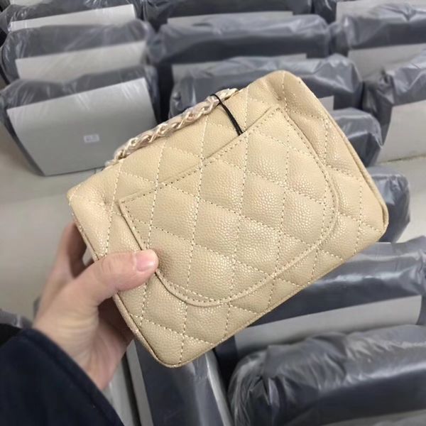 

Hot ale caviar women real leather flap bag woc chain heep kin houlder bag de igner ac a main bol a feminina mini bag