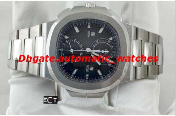 

luxury wristwatch quartz n@utilus 5990/1a chronograph travel time mens watch men's watches quality, Slivery;brown