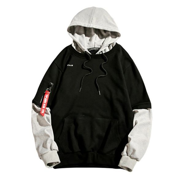 

ins ultra fire fake two-piece hoodie casual men and women sportwear neutral bf harajuku oversize m-5xl hoodie, Black