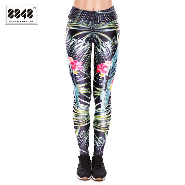 

8848 women clothing ladies leggings flower s 3d graphic printing legging slim elasticity pants legging for dancing d183, Black