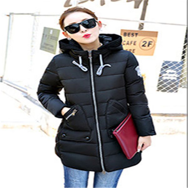 

big size 7xl winter jacket women 2017 new europe style hooded slim medium long winter plus size parkas lady coat hot, Black