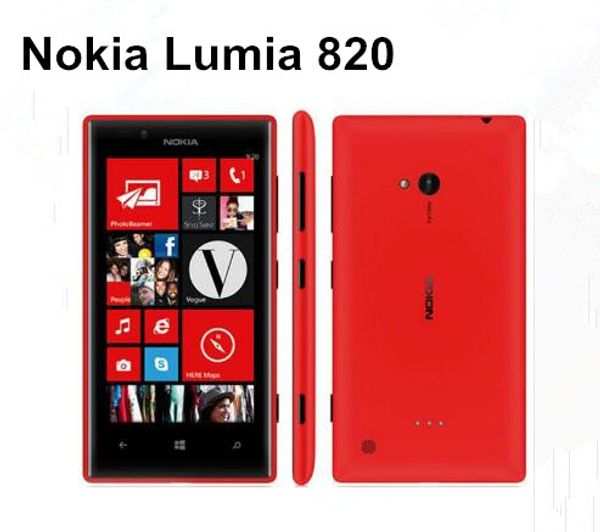 Оригинал Lumia 820 Nokia Windows Phone 8 ROM 8GB Камера 8.0MP Nokia 820 отремонтированы мобильный телефон