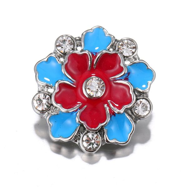 

2018 multilayer flower pattern oil pait snap buttons fit 18mm/20mm diy snap bracelet red rhinestone stone buttons jewelry ib988, Black