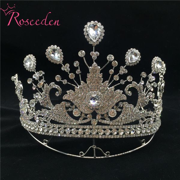 

new silver bridal tiaras crowns crystal rhinestone headdress pageant bridal wedding accessories tiara re3174, Golden;white