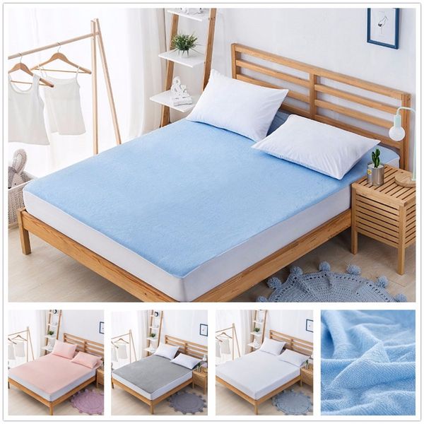 

nordic style anti-mite dramp-proof solid cotton bedspread bed spread mattress cover protector bed sheet fitted sheet us king