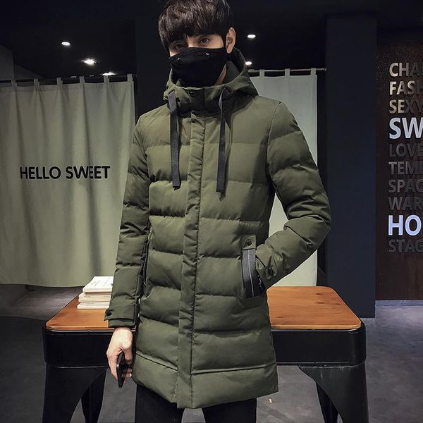 

мужчины зима повседневная новый с капюшоном толстые ватник молния тонкий мужчины пальто куртка верхняя одежда теплая манто homme hiver winte, Black