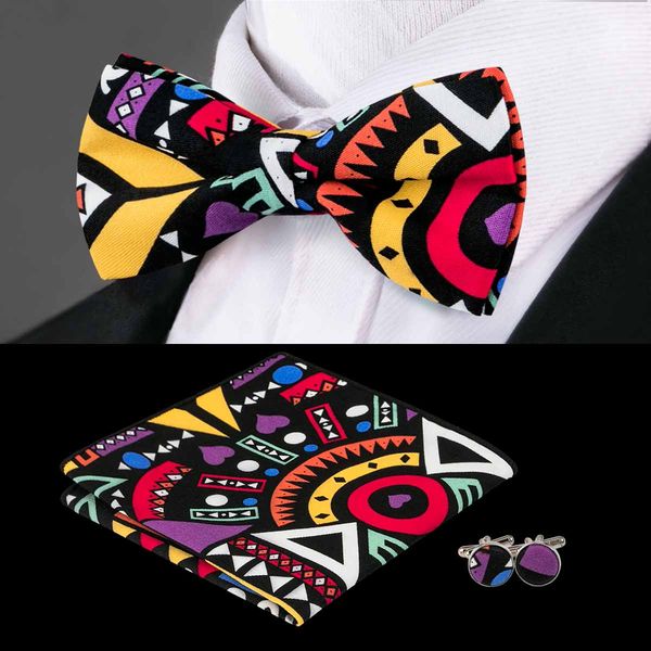 

color match bowtie set with handkerchief cuffs cotton print quality cotton jacquar popular bow wedding bow 2018 new listingtie lh-657, Black;blue