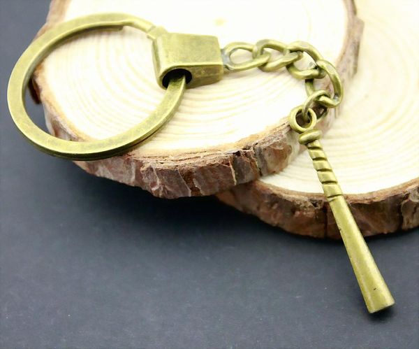 

6 pieces key chain women key rings fashion keychains for men baseball bat 35x5mm, Slivery;golden