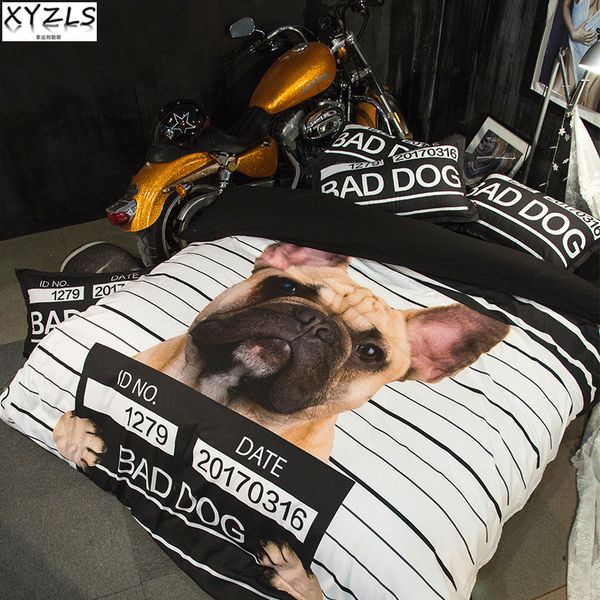 

xyzls pet dog kids bedding set 3pcs polyester  size bedclothes bad dog home twin full king size adults bedding kit