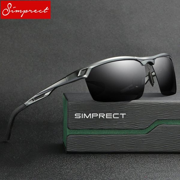 

simprect sunglasses men polarized uv400 aluminium magnesium metal sun glasses driver mirror lunette de soleil homme, White;black