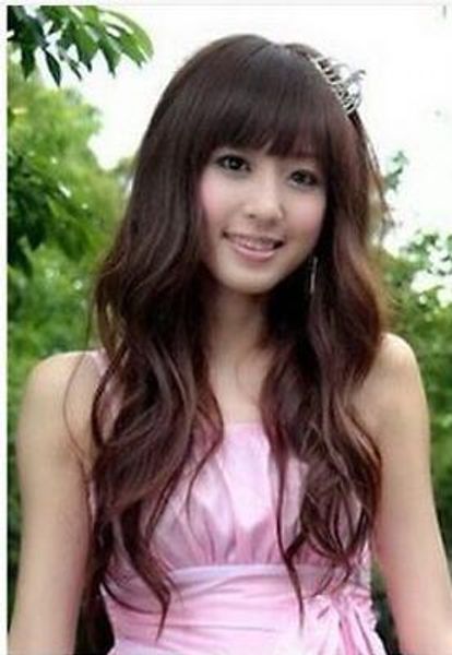 

new fancy long fashion wavy brown health hair wigs for women wig, Black;brown