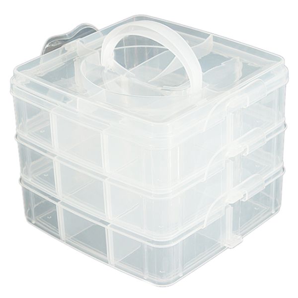 

practical boutique large plastic grid craft beads jewellery storage organiser compartment box case