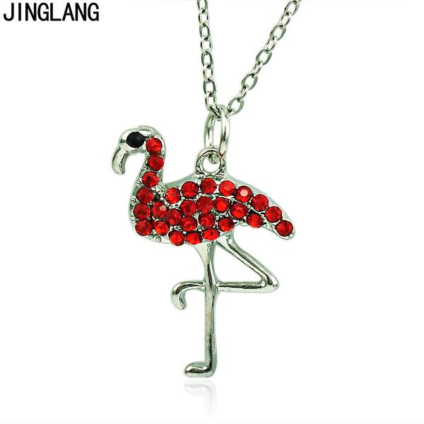 

jinglang fashion animal pendant necklace link chain rhinestone flamingo charms necklace for women/children jewelry gifts, Black